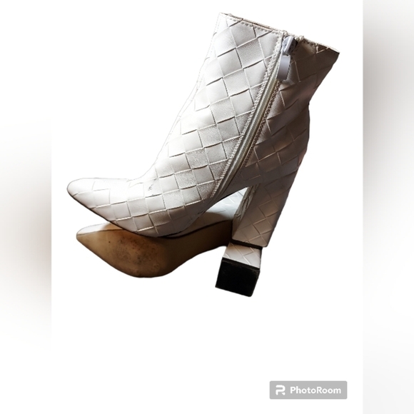 She & In size 39 (8) block heels faux Leather woven look white - Picture 10 of 16